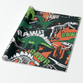 Dinosaur skelet.  grijppatroon cadeaupapier (Uitgerold)