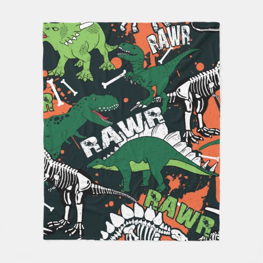 Dinosaur skelet. grijppatroon fleece deken (Voorkant)