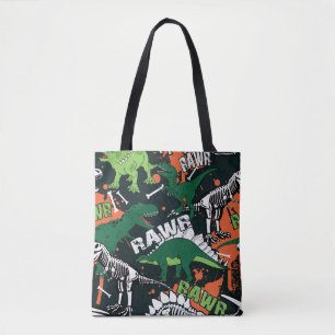 Dinosaur skelet. grijppatroon tote bag
