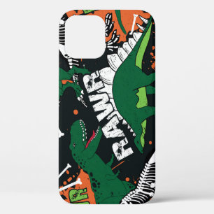 Dinosaur skelet, grunge naadloos patroon. Case-Mate iPhone case