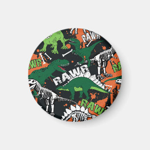 Dinosaur skelet, grunge naadloos patroon. magneet