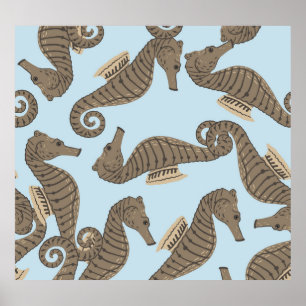 Dinosaur skelet, grunge naadloos patroon. poster