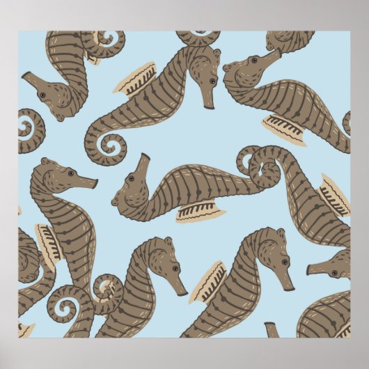 Dinosaur skelet, grunge naadloos patroon. poster (Voorkant)