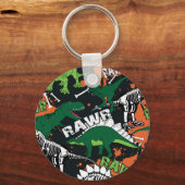 Dinosaur skelet, grunge naadloos patroon. sleutelhanger (Achterkant)