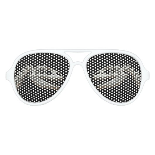 Dinosaur Skeleton Adult Retro Party Shades, White Aviator Zonnebril (Voorkant)