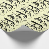 Dinosaur Skeleton Botten Yellow Dino Birthday pape Cadeaupapier (Hoek)