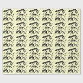 Dinosaur Skeleton Botten Yellow Dino Birthday pape Cadeaupapier (Vlak)
