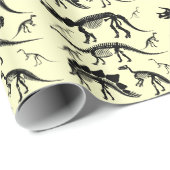Dinosaur Skeleton Botten Yellow Dino Birthday pape Cadeaupapier (Rol Hoek)