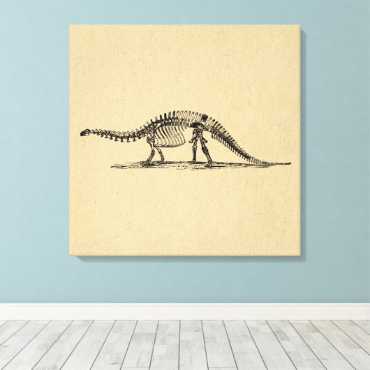 Dinosaur Skeleton kunst Canvas Afdruk (Insitu (Houten vloer))