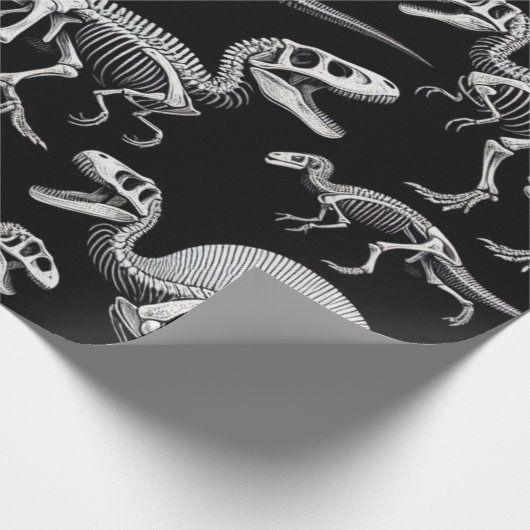 Dinosaur Skeletons Witte Fossiele Botten Cadeaupapier (Hoek)
