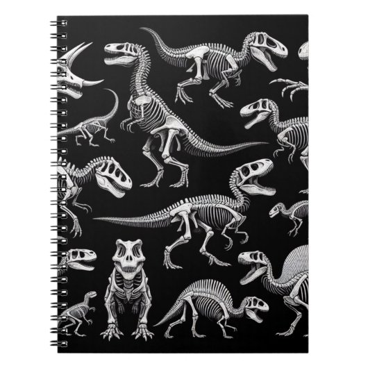 Dinosaur Skeletons Witte Fossiele Botten Notitieboek (Voorkant)