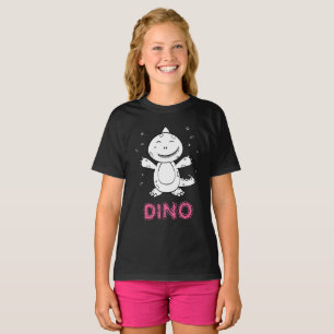 Dinosaur - Sketched Animal - Zwart, wit en roze T-shirt