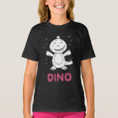 Dinosaur - Sketched Animal - Zwart, wit en roze T-shirt (Voorkant)