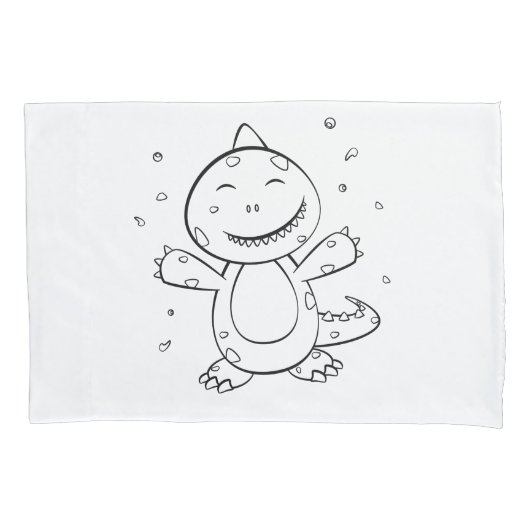 Dinosaur - Sketched Art Animal in zwart-wit Kussensloop (Voorkant)