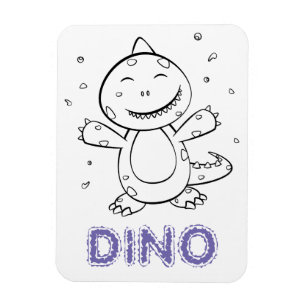 Dinosaur - Sketched Art Animal in zwart-wit Magneet