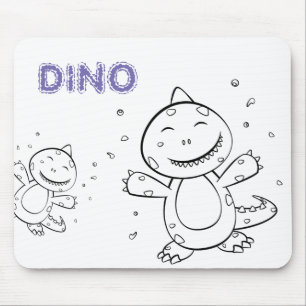 Dinosaur - Sketched Art Animal in zwart-wit Muismat