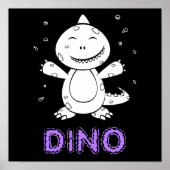 Dinosaur - Sketched Art Animal in zwart-wit Poster (Voorkant)