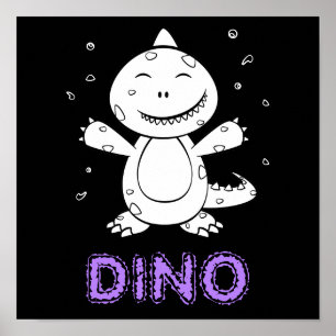 Dinosaur - Sketched Art Animal in zwart-wit Poster