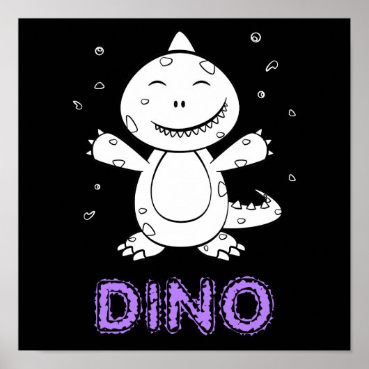 Dinosaur - Sketched Art Animal in zwart-wit Poster (Voorkant)