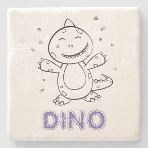 Dinosaur - Sketched Art Animal in zwart-wit Stenen Onderzetter