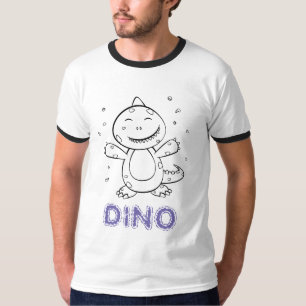 Dinosaur - Sketched Art Animal in zwart-wit T-shirt