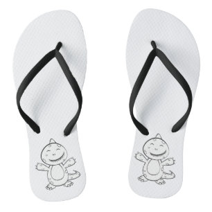 Dinosaur - Sketched Art Animal in zwart-wit Teenslippers