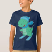 Dinosaur Skier Wintersport T-shirt (Voorkant)