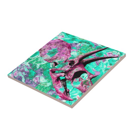 Dinosaur Skull Print Design Tegeltje (Zijkant)