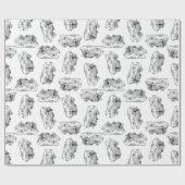 Dinosaur Skulls Pattern CUSTOM ACHTERGROUND COLOR Cadeaupapier (Vlak)