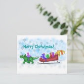 Dinosaur Sleigh Ride Feestdagenkaart (Staand voorkant)