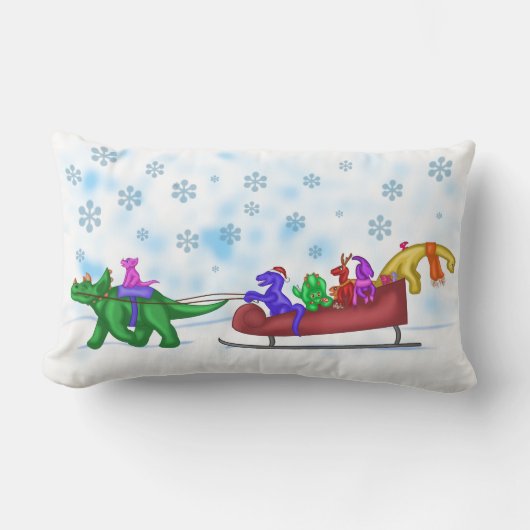 Dinosaur Sleigh Ride Kussen (Voorkant)