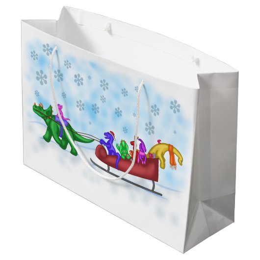 Dinosaur Sleigh Ride Large Cadeautasje (Achterkant Gekanteld)