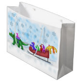 Dinosaur Sleigh Ride Large Cadeautasje (Voorkant Gekanteld)