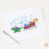 Dinosaur Sleigh Ride Ovale Sticker (Envelop)