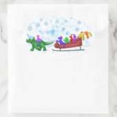 Dinosaur Sleigh Ride Ovale Sticker (Tas)
