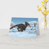 Dinosaur Snowman Kaart (Gele Bloem)