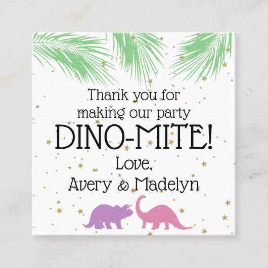 Dinosaur Soap Party Favor 2-zijdige Hang Labels (Voorkant)