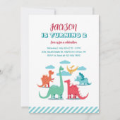 Dinosaur Soort Kinder Jurassic Birthday Invitation Kaart (Voorkant)