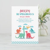 Dinosaur Soort Kinder Jurassic Birthday Invitation Kaart (Staand voorkant)