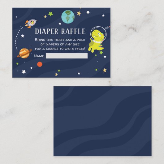 Dinosaur Space Diaper Raffle Enclosure Kaart (Voorkant / Achterkant)