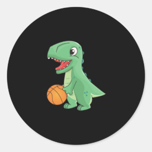 Dinosaur Speling Basketball Ronde Sticker