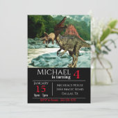 Dinosaur Spinosaurus Landscape Birthday Kaart (Staand voorkant)