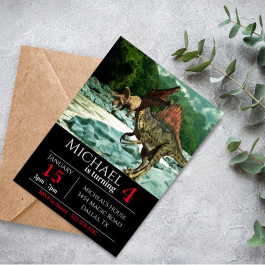 Dinosaur Spinosaurus Landscape Birthday Kaart