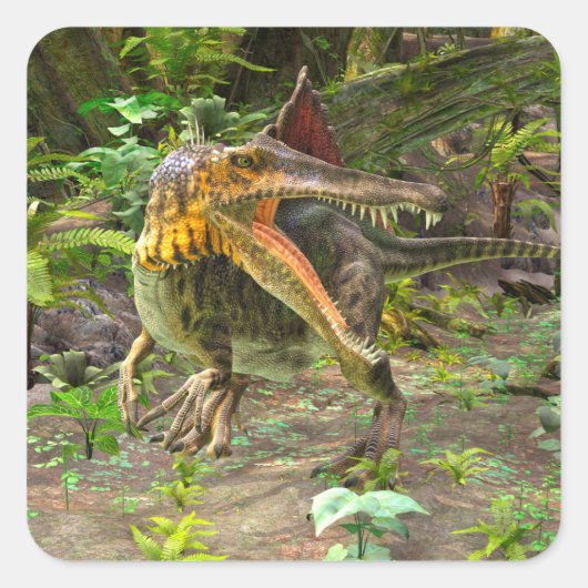 Dinosaur Spinosaurus Vierkante Sticker (Voorkant)