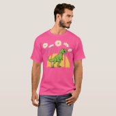 Dinosaur Spring Sunset Towering Daisy Flowers Dino T-shirt (Voorkant volledig)
