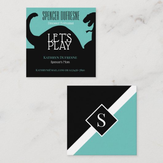 Dinosaur Square Visitekaartje voor de afspeeldatum (Voorkant / Achterkant)