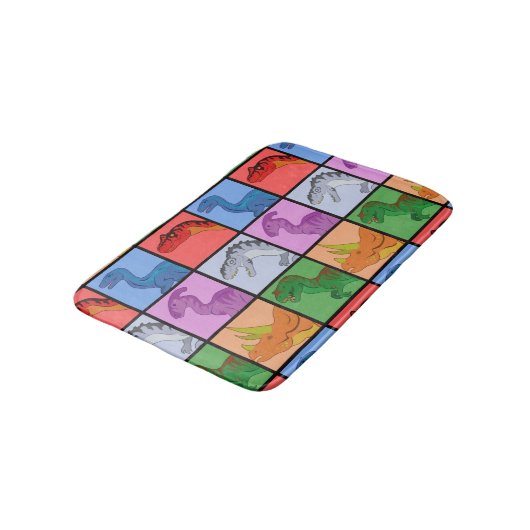 Dinosaur Squares Badmat (Gekanteld)