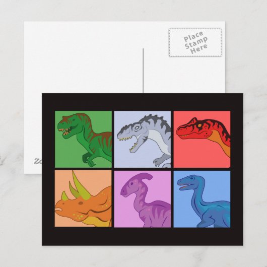 Dinosaur Squares Briefkaart (Voorkant / Achterkant)