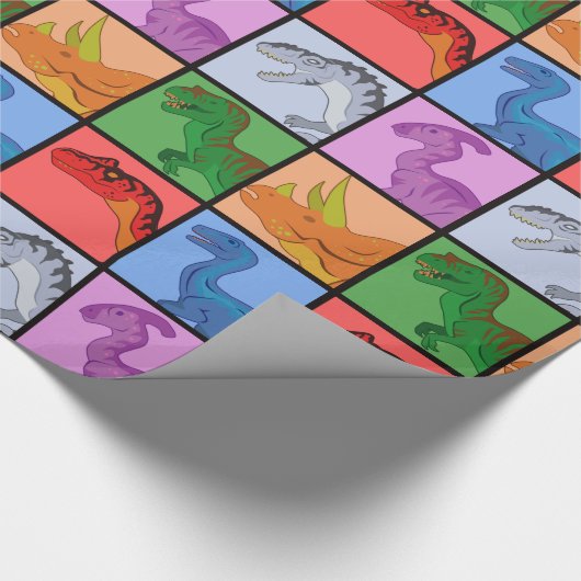 Dinosaur Squares Cadeaupapier (Hoek)