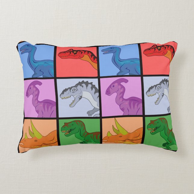 Dinosaur Squares Decoratief Kussen (Voorkant)